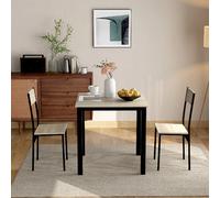 Ensemble salle à manger, table avec 2 chaises, pour balcon/séjour/séjour, couleur naturelle
