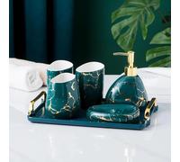 Ensemble Salle de Bain 6 Pièces Céramique Rayures Vertes