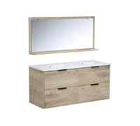 Ensemble salle de bain Bevel 120 cm effet bois 4 tiroirs vasque céramique