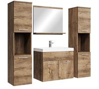 Ensemble salle de bain Lefkas Montreal XL 60x35 cm - Marron - Meuble lavabo et meuble haut à deux portes
