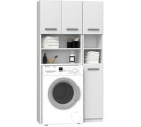 Ensemble salle de bain style moderne - HUCOCO - 96x30x183 - 4 portes+4 tablettes - Blanc