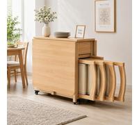 Ensemble Salle Manger 5 pièces 4 chaises Table Bois abattant roulettes | Table bois massif extensible Chaises pliables roues verrouillables. Parfait pour cuisines salles à manger petits appartements