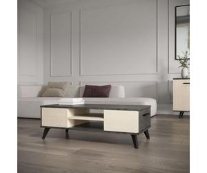 Ensemble Salon Banc TV Table Basse Buffet Bas KENT, Chêne de fil Sidewalk, DEMEYERE