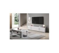 CLARK - Ensemble Salon Blanc et Marbre Meuble TV + Table Basse