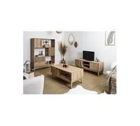 Ensemble Salon Complet Effet Bois avec Tasseaux - PAJAN -