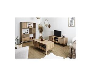 Ensemble Salon Complet Effet Bois avec Tasseaux - PAJAN -
