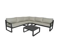 Ensemble salon d'angle de jardin Mojito graphite (Méridiennes D/G + angle + 1 table basse)
