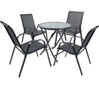 Ensemble salon de jardin 5 pièces | groupe de salle à manger de groupe de sièges | 1xtable, 4x chaises | dimensions de table env. H. 89 x W. 70 x D. 70 cm | Ensemble de jardin - Sonlas