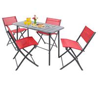 Ensemble salon de jardin 5 pièces | groupe de salle à manger de groupe de sièges | 1xtable, 4x chaises | dimensions de table env. H. 72 x W. 110 x D. 55 cm | Pliable | Ensemble de jardin - Sumila