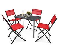 Ensemble salon de jardin 5 pièces | groupe de salle à manger de groupe de sièges | 1xtable, 4x chaises pliantes | dimensions de table env. H. 72 x W. 80 x D. 55 cm | Ensemble de jardin – Sumila 80x55