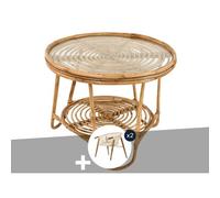 Ensemble salon de jardin bohème, 2 fauteuils en macramé + table basse - jardilin