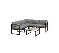 Outsunny Ensemble salon de jardin d'angle Design contemporain 6 pièces pour 5 personnes aluminium