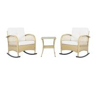 Ensemble Salon de Jardin Exterieur 3 Pièces en Rotin Bohème, 2 Fauteuils à Bascule et Table Basse,Charge 160 kg,pour Balcon,Terrasse
