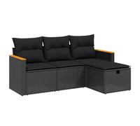Ensemble Salon de Jardin Modulable 4 Pièces, Résine Tressée Noire, Coussins Déhoussables Lavables, Cadre Acier Enduit Poudre, Résistant UV