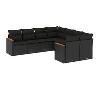 Ensemble Salon de Jardin Modulable 8 Places, Résine Tressée Noire, Coussins Déhoussables Lavables, Cadre Acier Enduit Poudre, Résistant UV