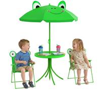 Ensemble salon de jardin - Outsunny - enfant 4 pcs design grenouille table 2 chaises parasol - métal oxford - vert