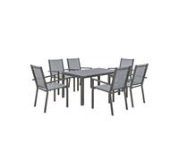 Outsunny Ensemble de salle à manger de jardin 6 pers – cadres en acier, 6 chaises empilables, gris