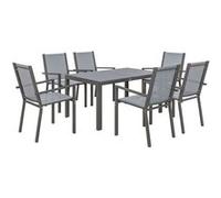 Outsunny Ensemble de salle à manger de jardin 6 pers – cadres en acier, 6 chaises empilables, gris