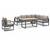Ensemble salon de jardin YONAHA gris en Acacia, aluminium et polyspun DCB Garden