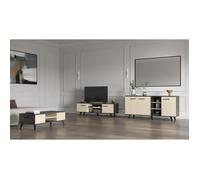 Ensemble salon - Enfilade, buffet haut, table basse - KENT- Chêne de fil / Sidewalk - DEMEYERE