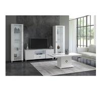 Ensemble Salon Laqué Blanc Brillant avec Leds - MARIKA -