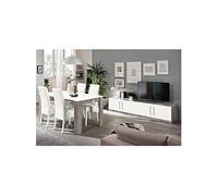 Ensemble Salon Séjour Blanc et Marbre Meuble TV + Table 160cm - CLARK - ALTOBUY Blanc G