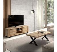 Ensemble salon table basse et meuble TV aspect bois finition Hudson Oak - URIDSON