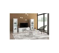 Ensemble Salon Table Basse + Meuble TV + Vitrines 1 Porte Eclairage Led intégré - EROS -