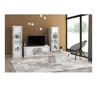 EROS - Ensemble Salon Table Basse + Meuble TV + Vitrines 1 Porte Eclairage Led intégré