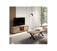 Ensemble salon URIDSON - Table basse et meuble TV aspect bois Hudson Oak Marron