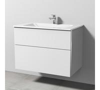 Ensemble Sanipa 3 en 1 comprenant un meuble-lavabo en verre de 81,5 cm, et 2 tiroirs équipés de poignées intégrées