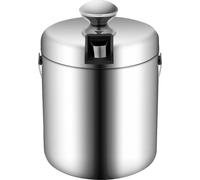 Ensemble seau à glace - Seau à glace et pince - 1,3 l, acier inoxydable 304, double paroi isolante, couvercle et passoire, conserve le froid jusqu'à 6 heures - Argent