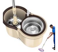 Ensemble Seau Essoreur Et Balai À Franges en Microfibre, Kit Balai Serpillère Et Seau Essoreur, Seau Démontable Et Vadrouille Magique Rotatif À 360° avec 2 Balai Remplaçable