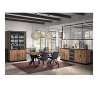 Ensemble Séjour Aspect Bois et Métal avec Table 200cm - JENNA - ALTOBUY Marron G