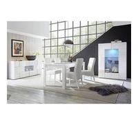 Ensemble Séjour Buffet 2 Portes 2 Tiroirs Blanc Laqué Weiss Relief Damiers - REBECCA - ALTOBUY Blanc G