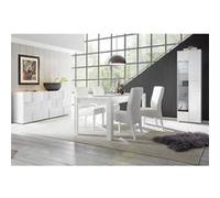 Ensemble Séjour Buffet 3P + Vitrine 1P Blanc Laqué Weiss Relief Damiers - REBECCA - ALTOBUY Blanc G