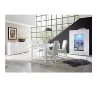 Ensemble Séjour Buffet 3P + Vitrine 2P Blanc Laqué Weiss Relief Damiers - REBECCA - ALTOBUY Blanc G