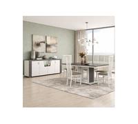 Ensemble séjour buffet et table repas blanc et imitation granit gris - NEWELL - ALTOBUY