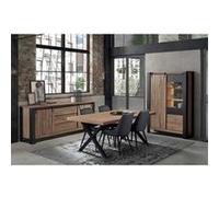 Ensemble Séjour Complet et Table 230 cm Aspect Bois Piètement X Métal Noir - CLODIUS - ALTOBUY Marron G