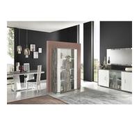 Ensemble Séjour Complet Laqué Blanc et Effet Bois Taupe - DENYS - ALTOBUY Blanc G