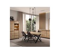 ALTOBUY Ensemble séjour complet URIDSON - Table repas 200cm, buffet, argentier - aspect bois Hudson Oak Marron Marron