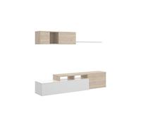 Ensemble sejour de 3 elements coloris blanc brillant/naturel --
