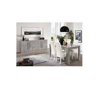 Ensemble Séjour Effet Marbre Table 160cm + Buffet 4 Portes - CLARK -