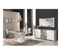 Ensemble Séjour Laqué Blanc et Effet Bois Taupe - DENYS - ALTOBUY Blanc G