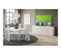Ensemble Séjour Laqué Blanc Table 160cm + Buffet 3 Portes - DEYTON - ALTOBUY Blanc G