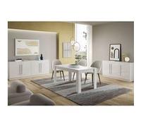 Ensemble Séjour Laqué Blanc Table 160cm + Buffets 3 et 4 Portes - CLARK - ALTOBUY Blanc G
