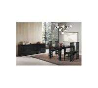 Ensemble Séjour Laqué Noir Table 160cm + Buffet 3 Portes - DEYTON -