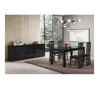 Ensemble Séjour Laqué Noir Table 190cm + Buffet 3 Portes - DEYTON - ALTOBUY Noir G