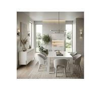 Ensemble séjour table CARAT laqué blanc 190x90xH77cm pieds et poignées métal anthracite