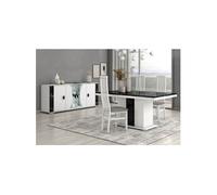 Ensemble Séjour Table Repas + Buffet 4 Portes Eclairage Led intégré - ARIANE -